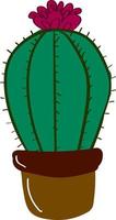 Cactus con flor, ilustración, vector sobre fondo blanco.