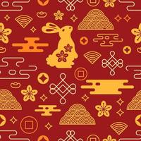 Chinese New Year Water And Rabbit Seamless Pattern vector