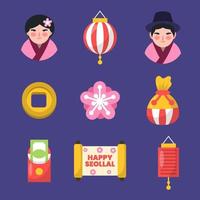 colección de iconos de año nuevo coreano seollal vector