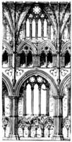 Bay, vaulted structural system ,  vintage engraving. vector