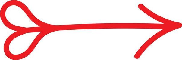 flecha roja con una cola en forma de corazón apuntando hacia la derecha, ilustración, vector sobre fondo blanco.