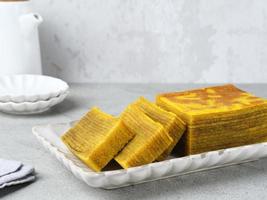 Lapis Legit, Spekuk, Spekkoek, is a delicious Indonesian cake, consists of many layers. photo