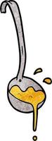 Retro grunge texture cartoon ladle pouring soup vector