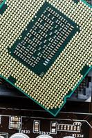 Close-up of CPU Chip Processor. Selective Focus photo