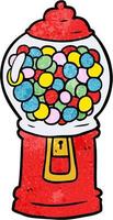 Retro grunge texture cartoon gumball machine vector