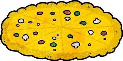 Retro grunge texture cartoon cheese pizza vector