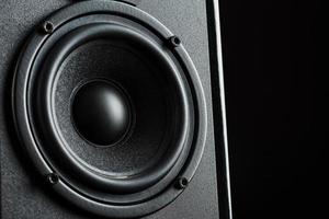 Speaker system speakers in close-up on a black background. photo