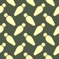 Bowling pins , seamless pattern on a dark green background. vector