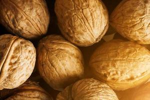 Natural Walnuts in shell background dramatic contrast photo