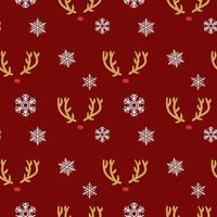 Christmas deer horns, seamless pattern on on red background.  Perfect for wallpapers, wrapping paper, fill patterns, winter greetings, web page background, Christmas and New Year cards. vector
