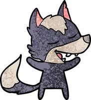 personaje de lobo vectorial en estilo de dibujos animados vector