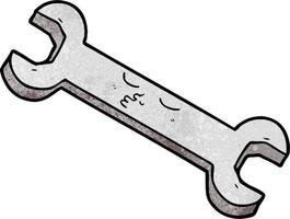 Retro grunge texture cartoon wrench vector