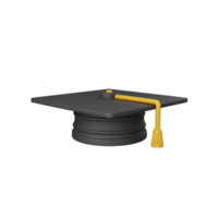 Sombrero de graduación de representación 3d aislado útil para la educación, el aprendizaje, el conocimiento, la escuela y la clase png