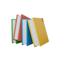 Livres de rendu 3d isolés utiles pour l'éducation, l'apprentissage, la connaissance, les illustrations de conception d'école et de classe png