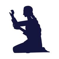 silhouette woman on the knees vector