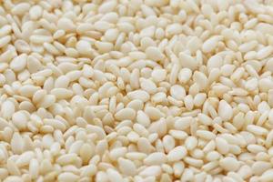 White sesame seeds background. Useful seeds for cooking photo