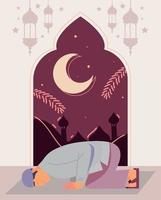 male pray muslim culture vector