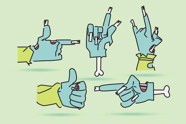 zombie hand sign, halloween zombie hand in flat design