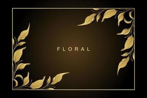 Luxury minimal style frame with golden line art flower and botanical leaves, Organic shapes. Vector background for banner, poster, wedding invitation and other concept.4