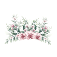 bukett av rosa vattenfärg blommor png