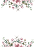 Pink watercolor flower frame png