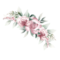 ramo de flores rosas de acuarela png