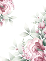 quadro de flores em aquarela rosa png