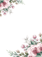 rosa vattenfärg blomma ram png