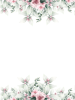 Pink watercolor flower frame png