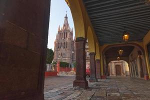 Parroquia Archangel church Jardin Town Square Rafael Chruch San Miguel de Allende, Mexico. Parroaguia created in 1600s photo