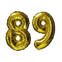 11 Golden number helium balloons isolated background. Realistic foil and latex balloons. design elements for party, event, birthday, anniversary and wedding. photo