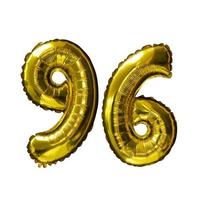 96 Golden number helium balloons isolated background. Realistic foil and latex balloons. design elements for party, event, birthday, anniversary and wedding. photo