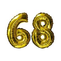 68 Golden number helium balloons isolated background. Realistic foil and latex balloons. design elements for party, event, birthday, anniversary and wedding. photo