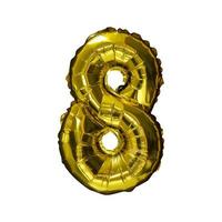 8 Golden number helium balloons isolated background. Realistic foil and latex balloons. design elements for party, event, birthday, anniversary and wedding. photo