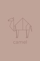 camel origami. Abstract line art camel logo design. Animal origami. Animal line art. Pet shop outline illustration. Vector illustration