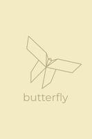 papiroflexia de mariposa. diseño de logotipo de mariposa de arte de línea abstracta. papiroflexia de animales arte lineal de animales. ilustración de esquema de tienda de mascotas. ilustración vectorial vector