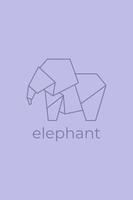 origamis de elefantes. diseño de logotipo de elefante de arte de línea abstracta. papiroflexia de animales arte lineal de animales. ilustración de esquema de tienda de mascotas. ilustración vectorial vector
