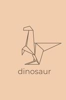 papiroflexia de dinosaurio. diseño de logotipo de dinosaurio de arte de línea abstracta. papiroflexia de animales arte lineal de animales. ilustración de esquema de tienda de mascotas. ilustración vectorial vector