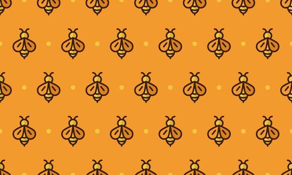 Bee pattern with cartoon bee characters. Seamless bee background. Summer and spring seamless pattern with flat style bee characters. Vector illustration