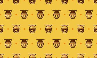 Beehive pattern with cartoon beehive. Seamless beehive background. Summer and spring seamless pattern with flat style beehive. Vector illustration