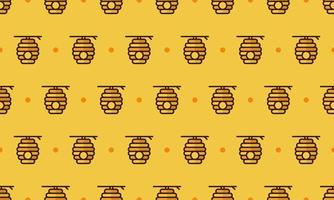 Beehive pattern with cartoon beehive. Seamless beehive background. Summer and spring seamless pattern with flat style beehive. Vector illustration