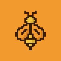 abeja de píxeles linda abeja de píxeles. Imagen de abeja de 8 bits de píxeles. estilo gráfico de computadora de la vieja escuela. ilustración vectorial vector