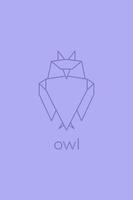 owl origami. Abstract line art owl logo design. Animal origami. Animal line art. Pet shop outline illustration. Vector illustration