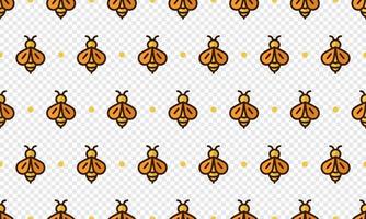 Bee pattern with cartoon bee characters. Seamless bee background. Summer and spring seamless pattern with flat style bee characters. Vector illustration