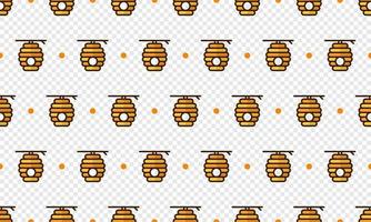 Beehive pattern with cartoon beehive. Seamless beehive background. Summer and spring seamless pattern with flat style beehive. Vector illustration