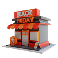 3D Illustration black Friday store discount png