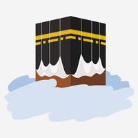 Editable Vector of Isolated Oblique View Holy Kaaba Illustration with Brush Strokes for Artwork Elements of Islamic Hajj Pilgrimage Design Concept