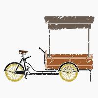 Editable Isolated Side View Mobile Food Bike Shop Vector Illustration in Brush Strokes Style for Artwork Element of Vehicle or Food and Drink Business Related Design