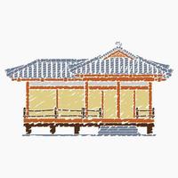 ilustración vectorial de estilo de pinceladas editables de la casa japonesa tradicional para viajes de turismo y cultura o educación histórica vector