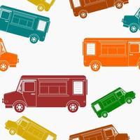 Editable Flat Monochrome Mobile Food Trucks with Menu Board Vector Illustration in Various Colors for Creating Background of Vehicle or Food and Drink Business Related Design